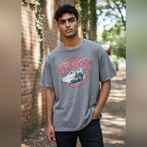 Aerosmith Graphic Band Tee Gray Distressed Vintage Style Men’s Size Large